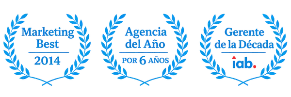 Marketing Best 2014 · Agencia del Año por 6 años · Gerente de la Década, iab