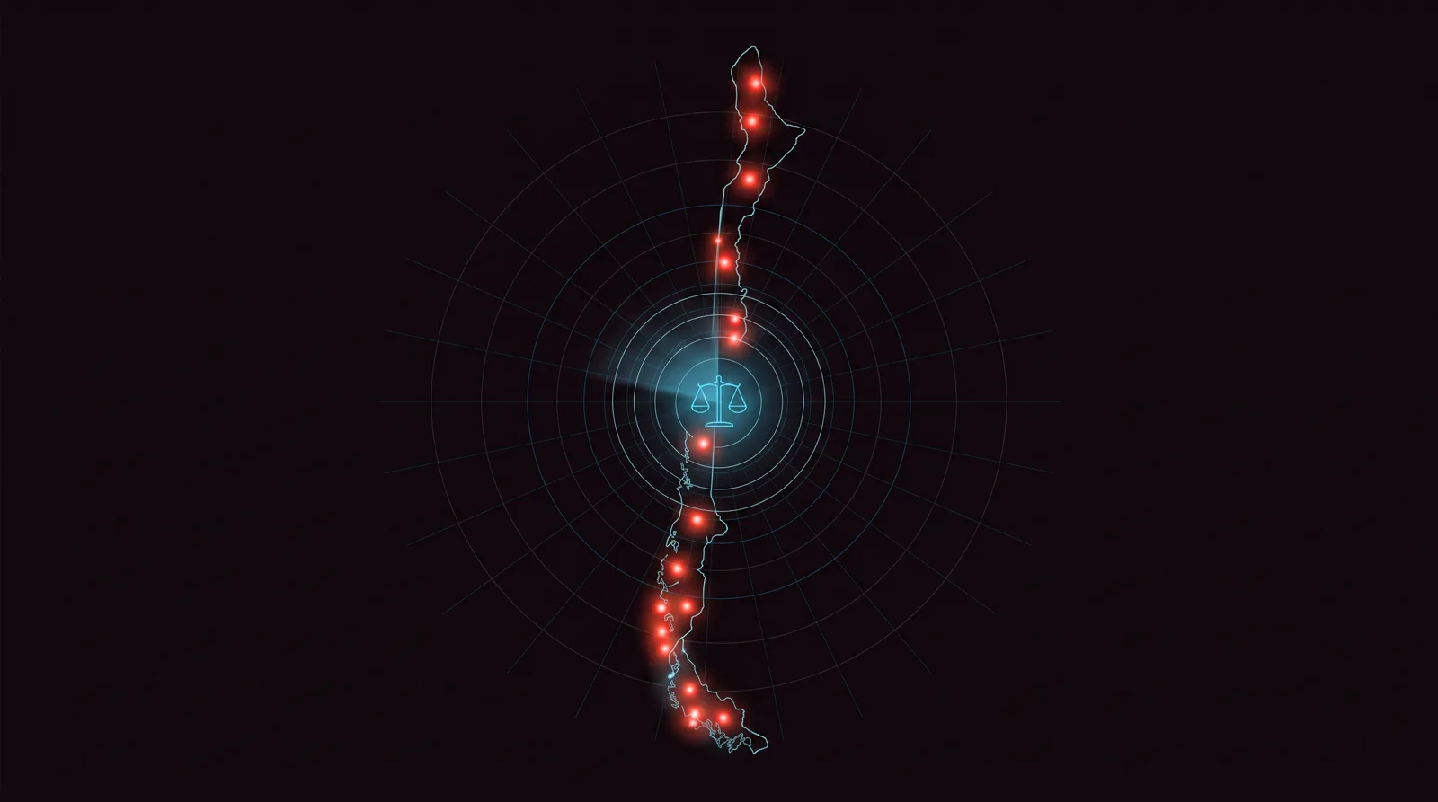 Radar de demanda penal sobre el mapa de Chile